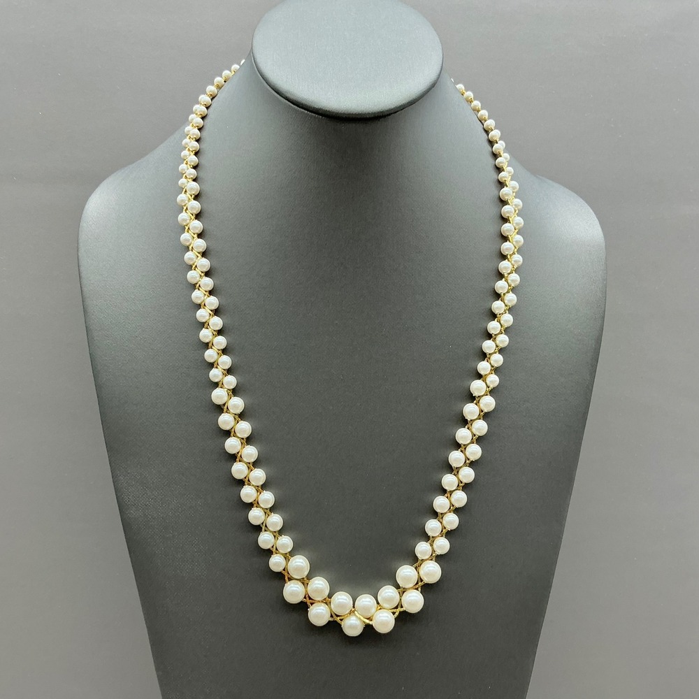 Necklace Womens Gold Tone Faux Pearl Beaded‎ Vintage Costume Statement 22 Inch